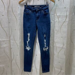 Levi's 721 High Rise Skinny Jeans Womens 24 Blue Excellent Distressed 18882-0530